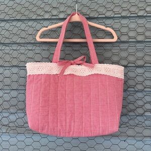 Red Gingham Lace Mini Tote